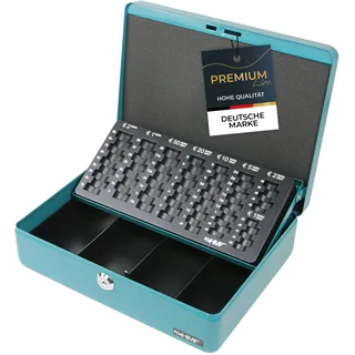 HMF 10015-24 Geldkassette mit Münzzählbrett, 30 x 24 x 9 cm, Petrol