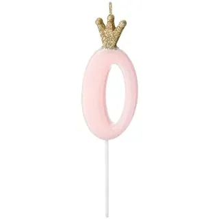 Geburtstagskerze Zahl 0 Kerze für Geburtstagskuchen rosa mit Glitzer Gold für Mädchen, Baby Shower, Party Geburt, Gender Reveal Party, Hochzeitstag