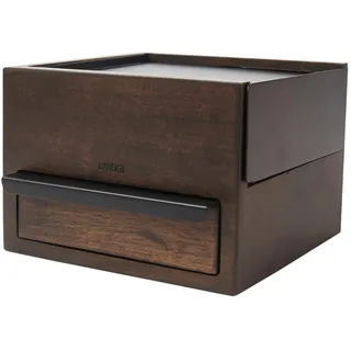 Umbra Schmuckbox , Schwarz, Walnussfarben , Holz, Metall , 17x11.2x15.2 cm , Schubladen herausnehmbar , Ordnen & Aufbewahren, Schmuckaufbewahrung, Schmuckschatullen