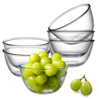 NUTRIUPS SalatschüSsel Glas Servierschalen Set, 6 StüCk RüHrschüSsel Glas, 0.5L Dessertschalen Glasschale für Kochen, Backen, Zubereiten, Aufbewahrung