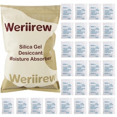 Weriirew 200 Packungen Silica Gel Beutel für die Aufbewahrung von Lebensmitteln, Silica Gel Sachets Trockenmittel in Lebensmittelqualität, Feuchtigkeitsabsorber-Luftentfeuchter