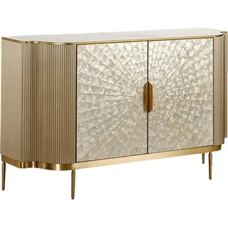 FURNLUX Sideboard Stilig Gold 150cm / Hauptfarbe: Gelb / Abmessungen: 150 x 88 x 40 cm - Gelb