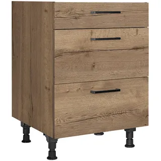 Nobilia Kochfeldumbauschrank , Eiche dunkel , Holzwerkstoff , 3 Schublade(n) Schubladen , einzeln stellbar , 60x87x56 cm , Blauer Engel, Pefc, Goldenes M, Made in Germany, DGM-Klimapakt , Zusatzausstattung erhältlich , Küchen, Küchenmöbel, Küchenschränke, Geräteumbauschränke