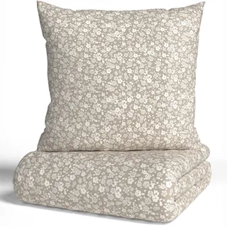 my home Bettwäsche »Mariby« 2 tlg. mit feinem Blümchen Design, skandinavisch, romantische Bettwäsche, beige