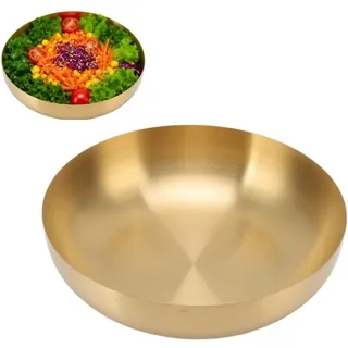 VIFERR Edelstahl Rührschüssel Große Servierschüssel Salatschüssel, Lebensmittelbehälter Runde Servierschalen für Salat, Nudeln, Snacks, Küche, Backwerkzeug, Gold