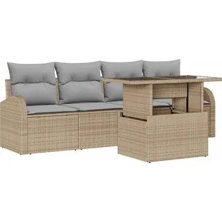 vidaXL Gartensofa-set mit Kissen 5 pcs Beige Poly-Rattan - Beige