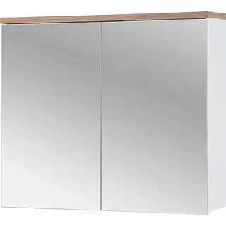 Badezimmerschrank mit Spiegel 80 cm weiß modern 2 Türen - Weiß