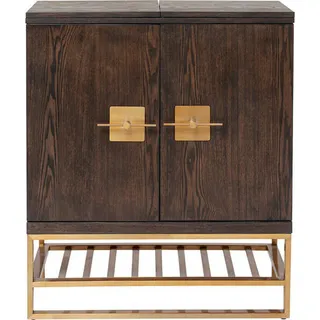 Kare-Design Barschrank , Braun, Messingfarben , Metall, Holzwerkstoff , furniert , 1 Fächer , 1 Schubladen , 107x91.5x49 cm , Esszimmer, Barmöbel, Barschränke & Theken