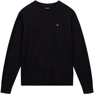 Rundhalspullover NAPAPIJRI "DECATUR 5", Herren, Gr. L, schwarz (schwarz 041), Strick, Obermaterial: 100% Baumwolle, Rundhals, Rippbündchen, Pullover Rundhalspullover