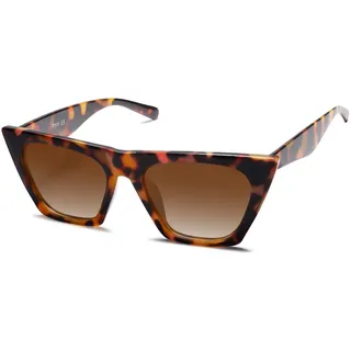 SOJOS Sonnenbrille Damen Polarisiert Vintage, Sonnenbrille Herren Retro Groß Cateye Verspiegelt Eckig Coole Frauen 90er Jahre Rechteckige Mode Unisex UV400 Schutz Brille SJ2115, Braun-Schildpatt/Braun