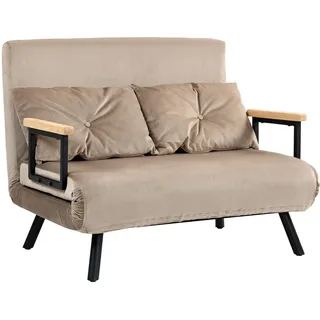 Homcom Schlafsofa, Klappbett mit Bettfunktion, Verstellbarer Rückenlehne, Samtoptik, 102B x 73 x 81