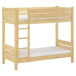Etagenbett Kiefer natur 80x190 Zubehör wählbar Stockbett Hochbett teilbar V-60.16-08-190T100Rollrost und Matratze inkl. - Braun