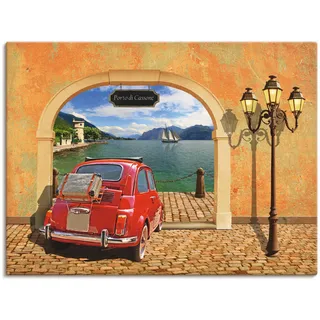 ARTland Wandbild »Kleiner italienischer Hafen«, Auto, (1 St.), als Leinwandbild, Poster in verschied. Größen orange