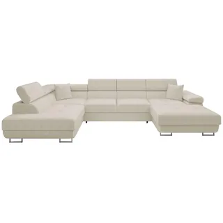 Mirjan24 Eckcouch Cord 7-Sitzer Beige