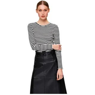Selected Anna Stripe Langarm-t-shirt - Black / Stripes W Snow White Stripes - M