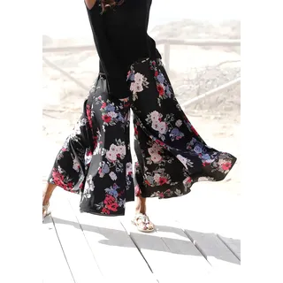 LASCANA Hosenrock "mit extra weitem Bein" mit Blumenprint, Culotte, weites Bein, luftige Sommerhose, Schlupfhose, schwarz, bedruckt