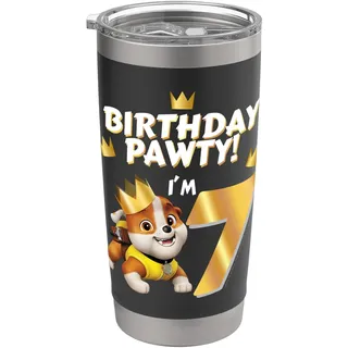 Offizielles Paw Patrol Rubble Birthday Pawty I'm 7 Party Doppelwandiger Edelstahl-Thermobecher