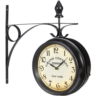 Relaxdays Wanduhr beige schwarz Eisen 35,0 x 35,0 cm, Ø 22,0 cm
