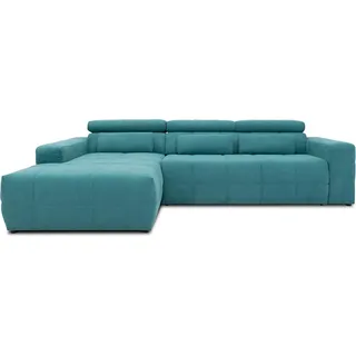 DOMO. collection Ecksofa Brandon, Sofa mit Rückenfunktion in L-Form, Polsterecke, Eckgarnitur Longchair links 285 x 175 x 98 cm (BxTxH), türkis