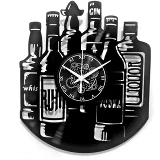 Instant Karma Clocks | Wanduhr | Likör in Flaschen | Alkohol Aperitif Cocktail Getränk | Dekoration Design Küchenuhr