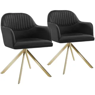 Tectake Drehstuhl Lona Samt schwarz/gold