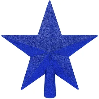 SULOLI 19 cm Stern Weihnachtsbaum aus Kunststoff, Stern mit Pailletten, Topper für Weihnachtsbaumdekoration (blau)
