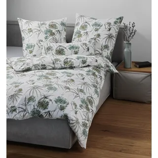 Janine Design Edelflanell-Bettwäsche-Garnitur Chinchilla S 78066 Farbe grün Größe 155x220+80x80 - Weiß, Grün, Grau
