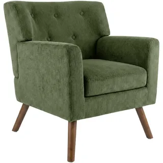 CLP Sessel Cord Grün , Holz , 72x80x74 cm , Wohnzimmer, Sessel, Polstersessel