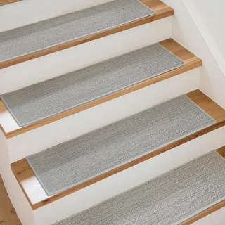 Art3d Stufenmatten Treppenstufen Matten 20 X 76 cm Treppenteppich Selbstklebend Sicherheit Stufenteppich 15 Stück Ideal für Kinder, Älteste und Haustiere Leinenoptik-Grau