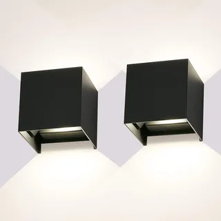 ledmo 20W LED Wandleuchten Innen/Außen 2 Stücke Außenwandleuchte 4000K Natürlich Weiß LED Wandlampe Schwarz mit Einstellbar Abstrahlwinkel aussenbeleuchtung IP65 Wasserdichte