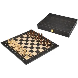 Philos Schachset schwarz - Turnier - Feld 50 mm - mit Holzkassette für Schachfiguren