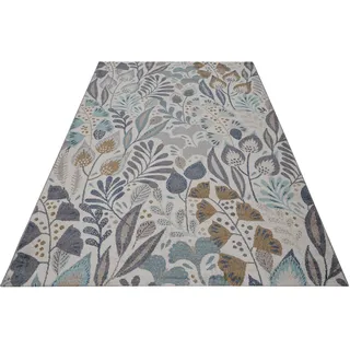 Esprit Outdoorteppich »Lilly«, rechteckig, 4 mm Höhe, wetterfest mit blumigem Muster ideal für Balkon, Terrasse, Küche, Flur, blau