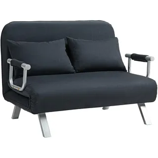 Homcom 3 in 1 Schlafsofa Schlafcouch mit Verstellbarer Rückenlehne, Wurfkissen, 2 Sitzer Sofa mit Schlaffunktion, Samtoptik, Chaiselounge für Wohnzimmer, Schlafzimmer, Schwarz