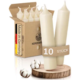Kerzenfeld® Kurze Stabkerzen Creme, 2-fach getaucht, 10cm x 2,2cm | Made in Germany, Bunte Kleine Kerzen - Ohne Tropfen & Rußen - RAL-Zertifizierte Tafelkerzen, Tischdeko für Zuhause oder Event