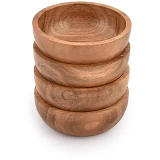 Samhita Kleine Schale aus Akazienholz für Nüsse, Süßigkeiten, Vorspeisen, Snacks, Oliven und Salsa, Esszimmerdekoration, absolut schön, 4 Stück (10,2 x 10,2 x 3,8 cm)