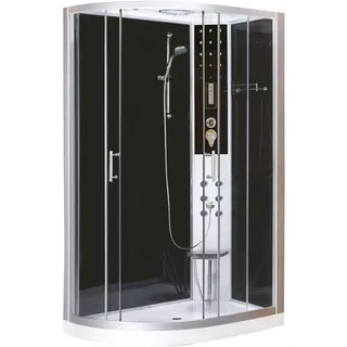 SANOTECHNIK Komplettdusche mit Schiebetür rechts 80 x 215 cm silber matt/Sicherheitsglas VARIO