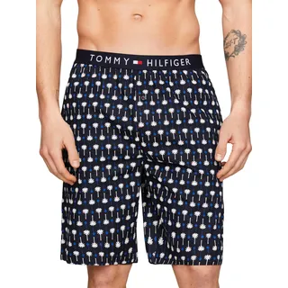 Tommy Hilfiger Herren Pyjamahose Woven Short Print Kurz, Blau (Mini Palm Desert Sky), S