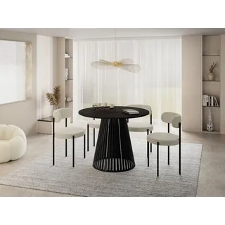 WFL GROUP Esstisch Anthrazit, Holzwerkstoff, Rund,Rund, 100x76x100 cm Esszimmer Tische, Esstische