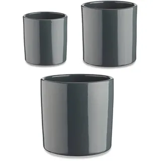 Blumentöpfe Keramik 3er-Set , Anthrazit , 19 cm , Dekoration, Blumen & Blumentöpfe, Übertöpfe