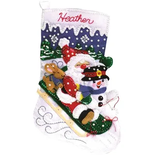 Janlynn 90-0051 Filzapplikationsset für Weihnachtsstrümpfe, 41,8 cm lang