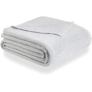 Todocama PRCMAMSGRCL120X180 Decke aus Baumwolle, extra weich, für vier Jahreszeiten, Mehrzweck-Tagesdecke für Sofa. (120 x 180 cm, hellgrau)