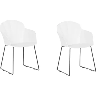 BELIANI Esszimmerstuhl 2er Set Weiß Kunststoff Metallbeine Pulverbeschichtet Bequem Modern Wohnzimmer Esszimmer Terrasse - Weiß, Schwarz
