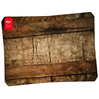 Tischsetmacher Tischset | Platzset abwaschbar - Rustikales Holz für Landhausromantik - 4 Stück aus erstklassigem Vinyl (Kunststoff - BPA-frei) - utschfeste Tischunterlage - Tischmatte - Made in Germany