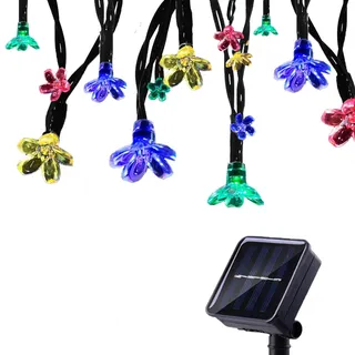 Tuokay Solar Lichterkette Außen 7m 50 LED 8 Modi Wasserdicht LED Außenlichterkette mit Blumen, Dekorative Beleuchtung für Garten Balkon Pavillon Terrasse Rasen Hof Zaun Deko (Mehrfarbig)
