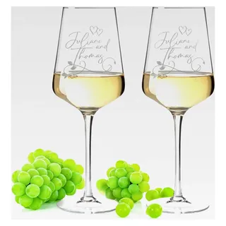 Leonardo Weingläser mit individueller Gravur von Namen und Datum im Black Pearl Design - Geschenk zur Hochzeit, Verlobung und Jubiläum