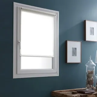 MADECOSTORE Raffrollo, Voile, Weiß ohne Bohren, Weiß – L36 x H 170 cm