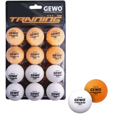 GEWO Training 40+ Tischtennisbälle - 3 Sterne Tischtennis-Ball aus ABS Plastik mit Naht - Hochwertige Trainingsbälle, Durchmesser 40+mm, Vorratspackung mit 12 Stück, orange und weiß gemischt