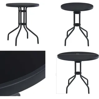 vidaXL Gartentisch Schwarz 80 cm Stahl und Glas - Esstisch - Esstische - Garten-Esstisch - Garten-Esstische - Schwarz