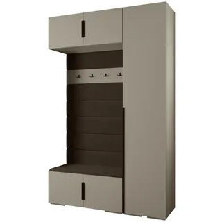 Abiks Möbel Garderoben-Set 236,7/150/47 , Kaschmir, Braun, Schwarz , Metall , Nachbildung , 150x236.7x47 cm , Garderobe, Garderoben-Sets & Garderoben-Serien, Garderoben-Sets