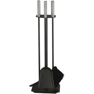 Lienbacher Kamingarnitur Kaminzubehör Edelstahl 117 x 62 x 21 cm Schwarz